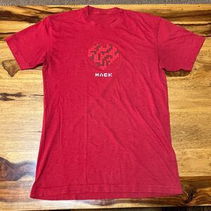 Vintage 90s Pixel Heart HACK T-Shirt Single Stitch Red Men’s Small VTG Rare